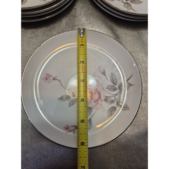 Three Castle China Garland Set Of 8 Salad/Dessert Plates Pink Roses - Picture 7 of 7